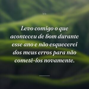Levo comigo o que aconteceu de bom durante esse ano e não esquecerei dos meus erros para não cometê-los novamente.