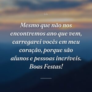 Mesmo que não nos encontremos ano que vem, carregarei vocês em meu coração, porque são alunos e pessoas incríveis. Boas Festas!