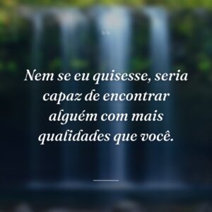 Nem se eu quisesse, seria capaz de encontrar alguém com mais qualidades que você.