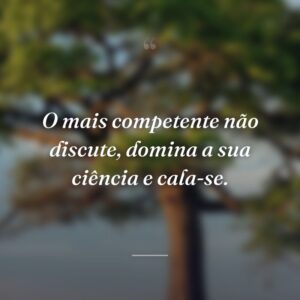 O mais competente não discute, domina a sua ciência e cala-se.