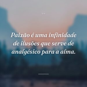 Paixão é uma infinidade de ilusões que serve de analgésico para a alma.