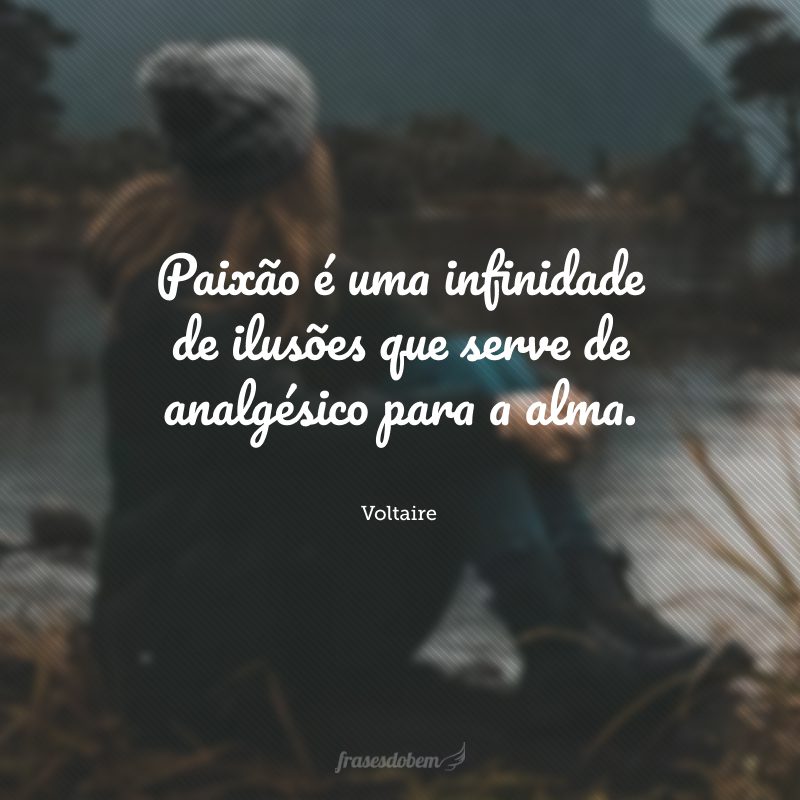 Paixão é uma infinidade de ilusões que serve de analgésico para a alma.