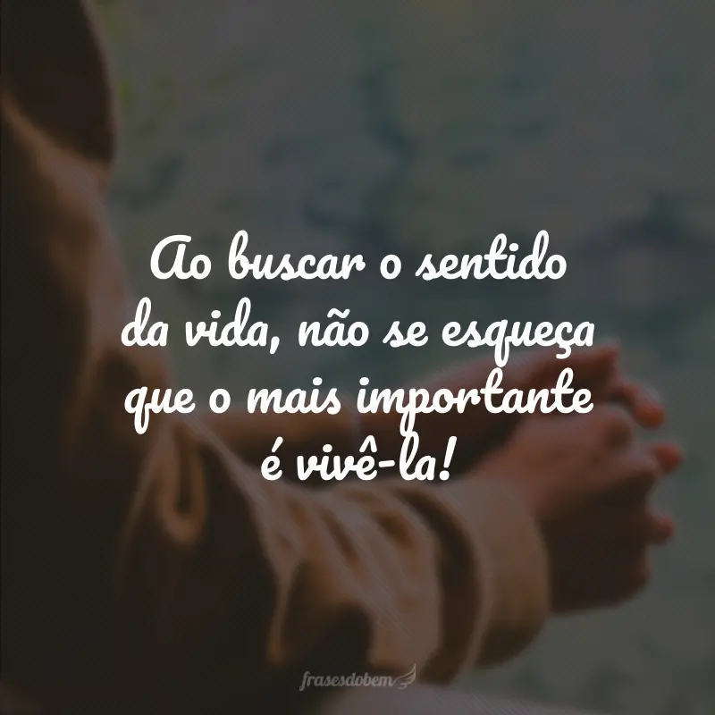 Ao buscar o sentido da vida, não se esqueça que o mais importante é vivê-la!