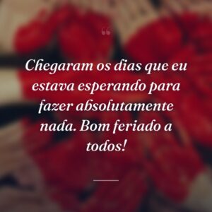Chegaram os dias que eu estava esperando para fazer absolutamente nada. Bom feriado a todos!