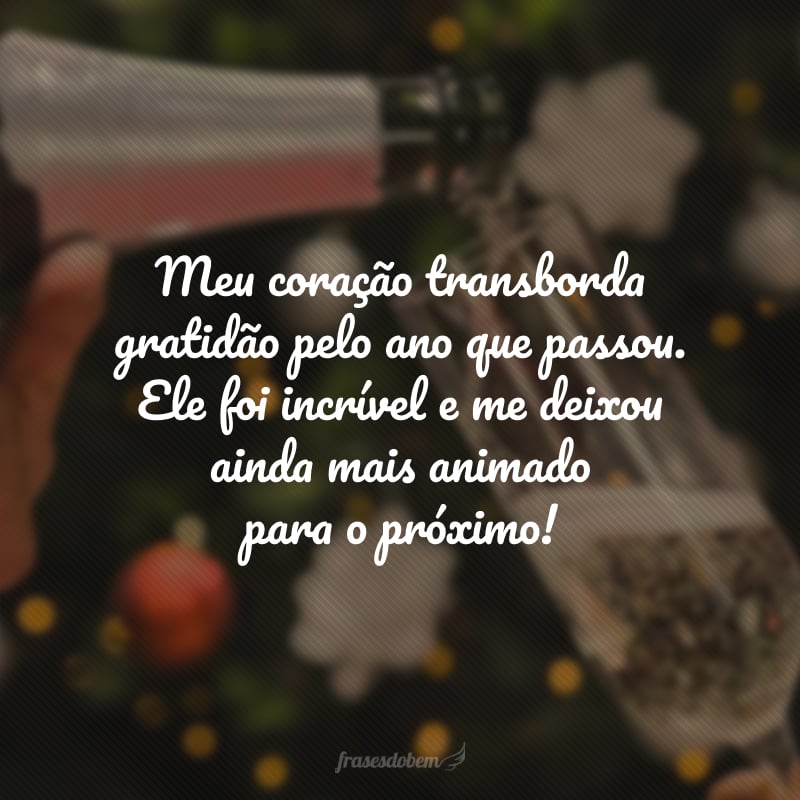 Meu coração transborda gratidão pelo ano que passou. Ele foi incrível e me deixou ainda mais animado para o próximo!