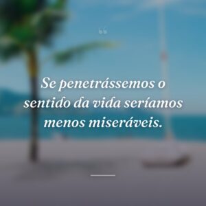 Se penetrássemos o sentido da vida seríamos menos miseráveis.
