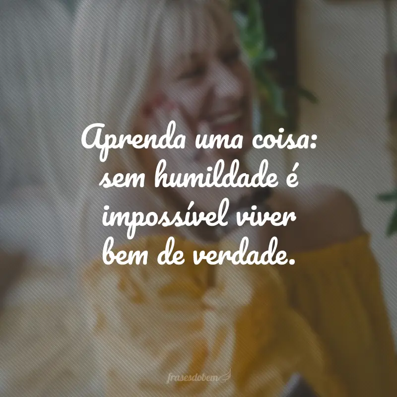 Aprenda uma coisa: sem humildade é impossível viver bem de verdade.