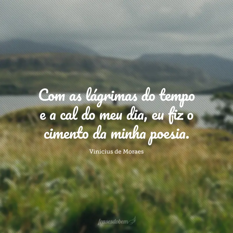 Com as lágrimas do tempo e a cal do meu dia, eu fiz o cimento da minha poesia.