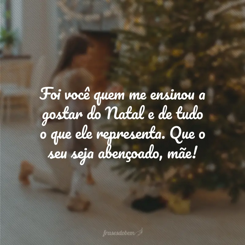 Foi você quem me ensinou a gostar do Natal e de tudo o que ele representa. Que o seu seja abençoado, mãe!