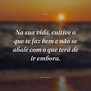 Na sua vida, cultive o que te faz bem e não se abale com o que terá de ir embora.