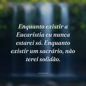 Enquanto existir a Eucaristia eu nunca estarei só. Enquanto existir um sacrário, não terei solidão.