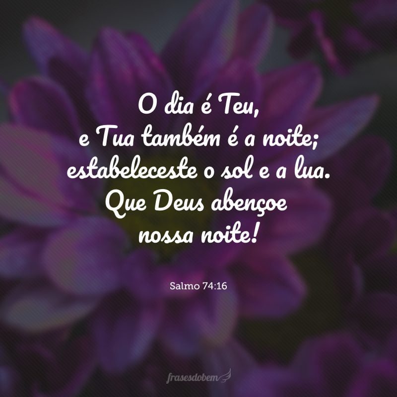 O dia é Teu, e Tua também é a noite; estabeleceste o sol e a lua. Que Deus abençoe nossa noite!