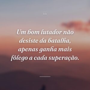 Um bom lutador não desiste da batalha, apenas ganha mais fôlego a cada superação.