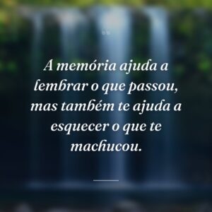 A memória ajuda a lembrar o que passou, mas também te ajuda a esquecer o que te machucou.