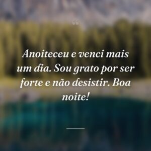Anoiteceu e venci mais um dia. Sou grato por ser forte e não desistir. Boa noite!
