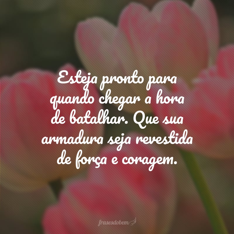 Esteja pronto para quando chegar a hora de batalhar. Que sua armadura seja revestida de força e coragem.