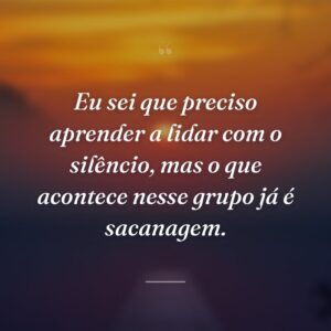 Eu sei que preciso aprender a lidar com o silêncio, mas o que acontece nesse grupo já é sacanagem.