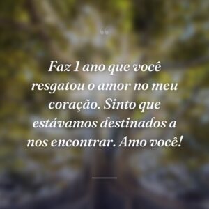 Faz 1 ano que você resgatou o amor no meu coração. Sinto que estávamos destinados a nos encontrar. Amo você!
