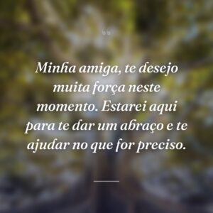 Minha amiga, te desejo muita força neste momento. Estarei aqui para te dar um abraço e te ajudar no que for preciso.
