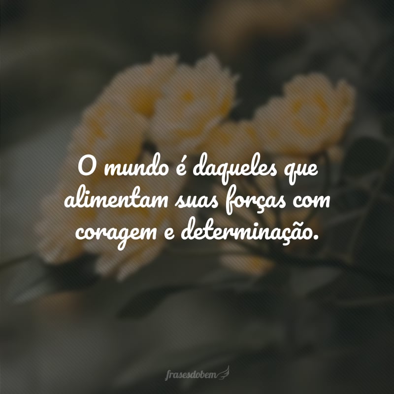 O mundo é daqueles que alimentam suas forças com coragem e determinação.