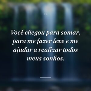 Você chegou para somar, para me fazer leve e me ajudar a realizar todos meus sonhos.