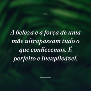 A beleza e a força de uma mãe ultrapassam tudo o que conhecemos. É perfeito e inexplicável.