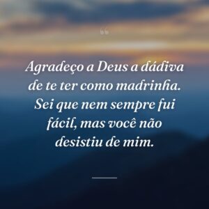 Agradeço a Deus a dádiva de te ter como madrinha. Sei que nem sempre fui fácil, mas você não desistiu de mim.