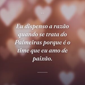 Eu dispenso a razão quando se trata do Palmeiras porque é o time que eu amo de paixão.