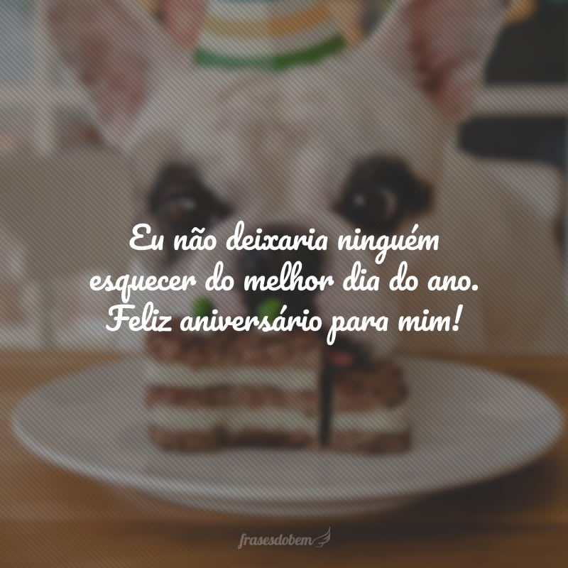 Eu não deixaria ninguém esquecer do melhor dia do ano. Feliz aniversário para mim!