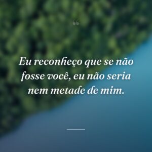 Eu reconheço que se não fosse você, eu não seria nem metade de mim.