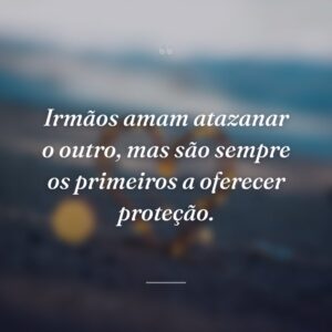Irmãos amam atazanar o outro, mas são sempre os primeiros a oferecer proteção.