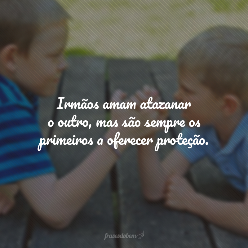 Irmãos amam atazanar o outro, mas são sempre os primeiros a oferecer proteção.