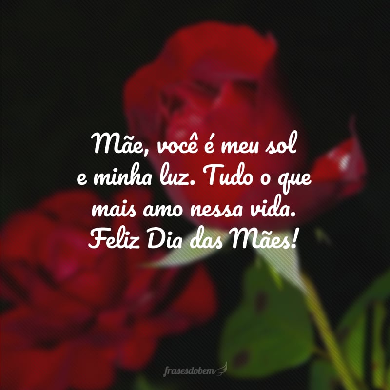 Mãe, você é meu sol e minha luz. Tudo o que mais amo nessa vida. Feliz Dia das Mães!