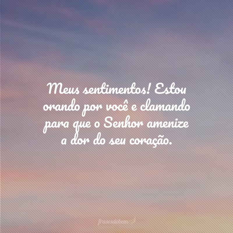 Meus sentimentos! Estou orando por você e clamando para que o Senhor amenize a dor do seu coração.