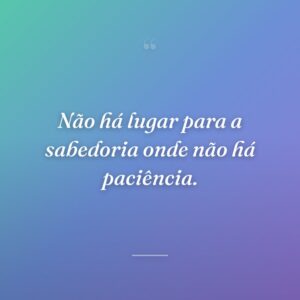 Não há lugar para a sabedoria onde não há paciência.