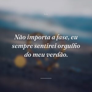 Não importa a fase, eu sempre sentirei orgulho do meu verdão.