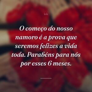 O começo do nosso namoro é a prova que seremos felizes a vida toda. Parabéns para nós por esses 6 meses.