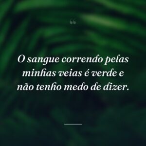 O sangue correndo pelas minhas veias é verde e não tenho medo de dizer.