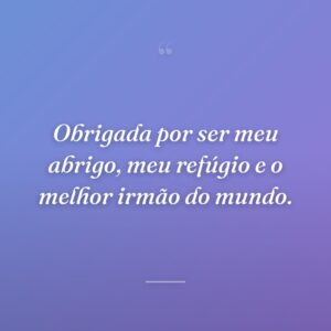 Obrigada por ser meu abrigo, meu refúgio e o melhor irmão do mundo.