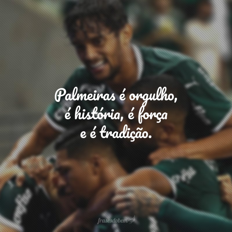 Palmeiras é orgulho, é história, é força e é tradição.