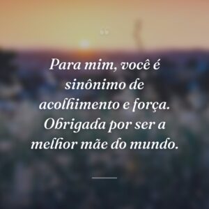 Para mim, você é sinônimo de acolhimento e força. Obrigada por ser a melhor mãe do mundo.