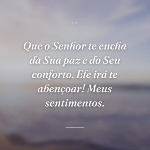 Que o Senhor te encha da Sua paz e do Seu conforto. Ele irá te abençoar! Meus sentimentos.