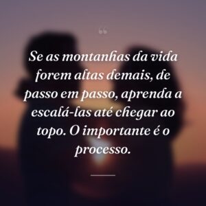 Se as montanhas da vida forem altas demais, de passo em passo, aprenda a escalá-las até chegar ao topo. O importante é o processo.