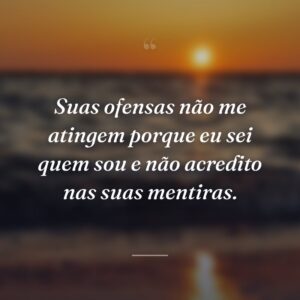 Suas ofensas não me atingem porque eu sei quem sou e não acredito nas suas mentiras.