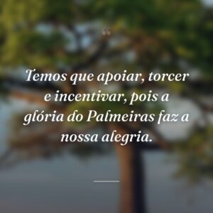 Temos que apoiar, torcer e incentivar, pois a glória do Palmeiras faz a nossa alegria.