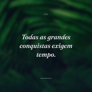 Todas as grandes conquistas exigem tempo.