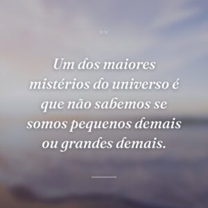 Um dos maiores mistérios do universo é que não sabemos se somos pequenos demais ou grandes demais.