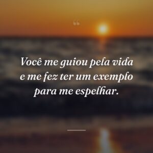 Você me guiou pela vida e me fez ter um exemplo para me espelhar.