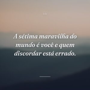 A sétima maravilha do mundo é você e quem discordar está errado.