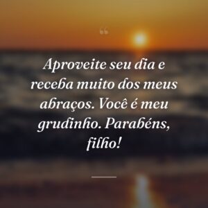 Aproveite seu dia e receba muito dos meus abraços. Você é meu grudinho. Parabéns, filho!
